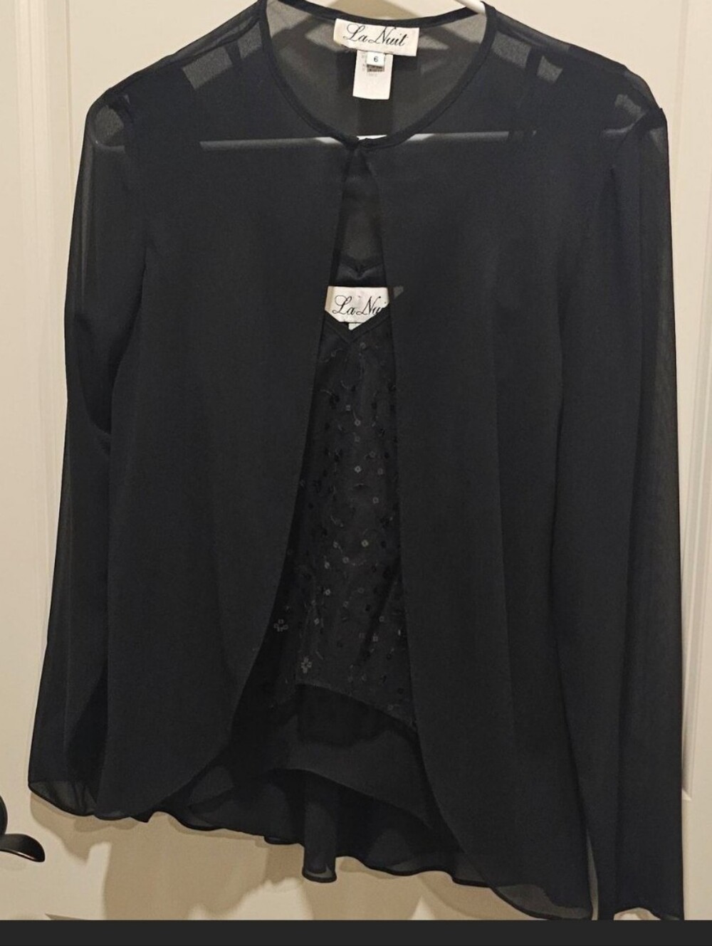 Black Sequined Tank With Sheer Ovetshirt 2 Pc